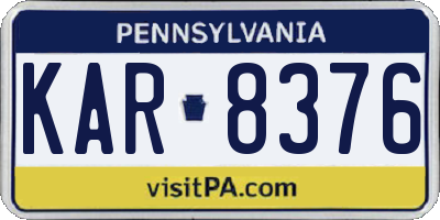 PA license plate KAR8376