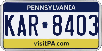 PA license plate KAR8403
