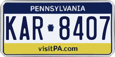PA license plate KAR8407