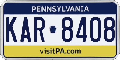 PA license plate KAR8408