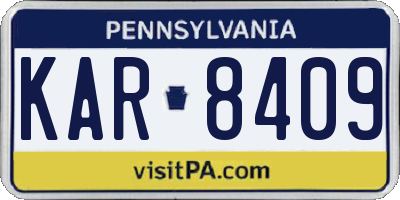 PA license plate KAR8409