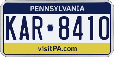 PA license plate KAR8410