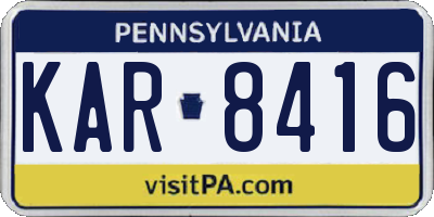 PA license plate KAR8416