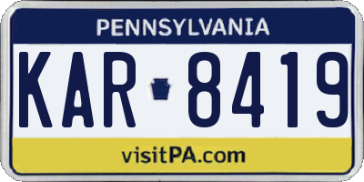 PA license plate KAR8419