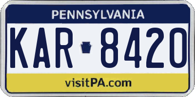 PA license plate KAR8420