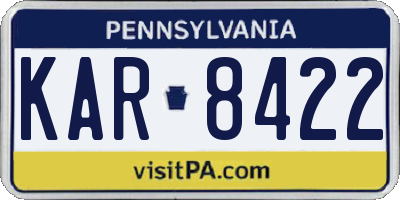 PA license plate KAR8422