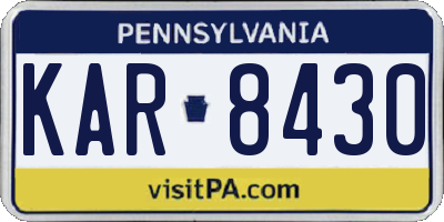 PA license plate KAR8430