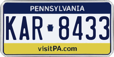 PA license plate KAR8433