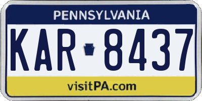 PA license plate KAR8437