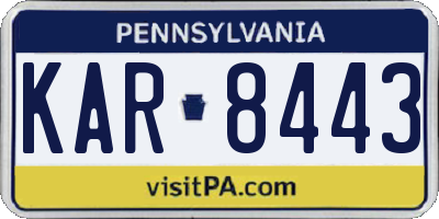PA license plate KAR8443