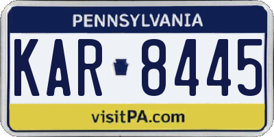 PA license plate KAR8445