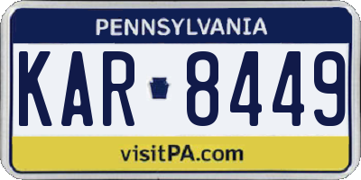 PA license plate KAR8449