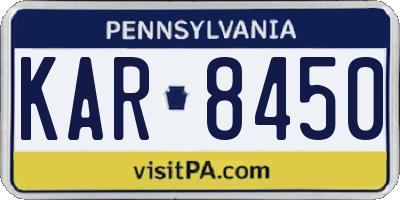 PA license plate KAR8450