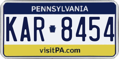 PA license plate KAR8454