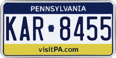 PA license plate KAR8455