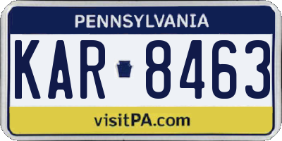 PA license plate KAR8463