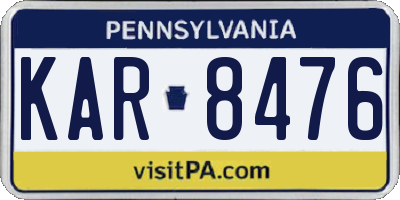 PA license plate KAR8476