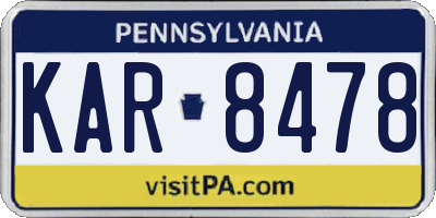 PA license plate KAR8478