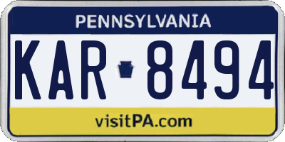 PA license plate KAR8494