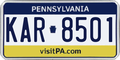 PA license plate KAR8501