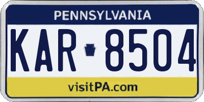 PA license plate KAR8504