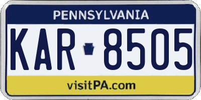 PA license plate KAR8505