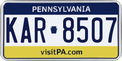 PA license plate KAR8507