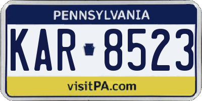 PA license plate KAR8523