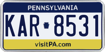 PA license plate KAR8531