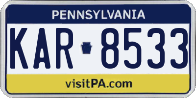 PA license plate KAR8533
