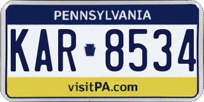 PA license plate KAR8534