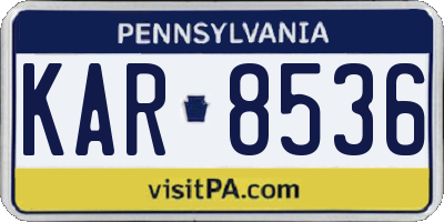 PA license plate KAR8536