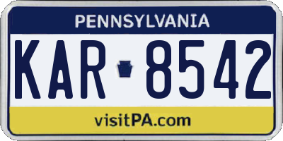 PA license plate KAR8542