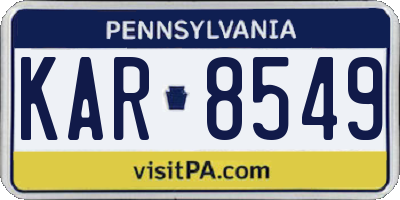 PA license plate KAR8549