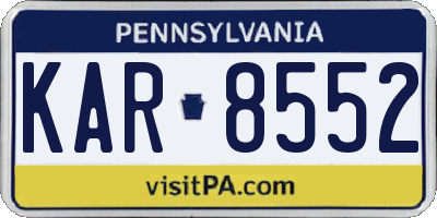 PA license plate KAR8552