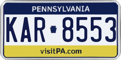 PA license plate KAR8553