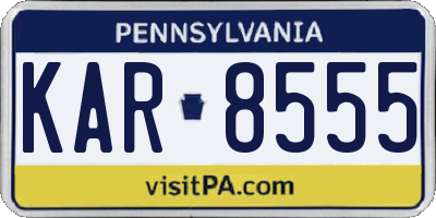 PA license plate KAR8555
