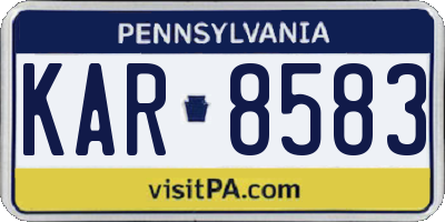 PA license plate KAR8583