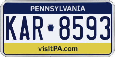 PA license plate KAR8593