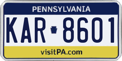 PA license plate KAR8601