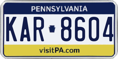 PA license plate KAR8604