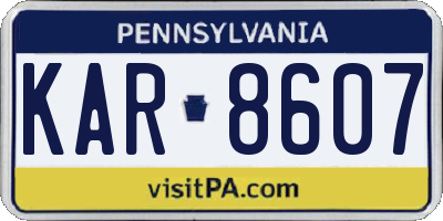 PA license plate KAR8607