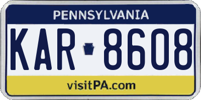 PA license plate KAR8608