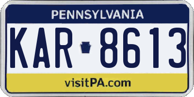 PA license plate KAR8613