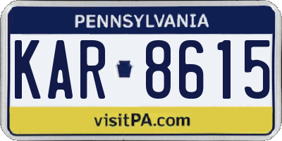 PA license plate KAR8615