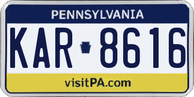 PA license plate KAR8616