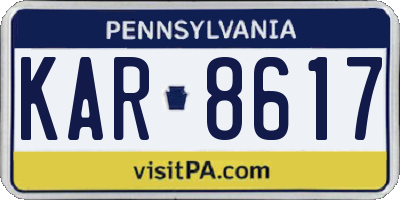 PA license plate KAR8617
