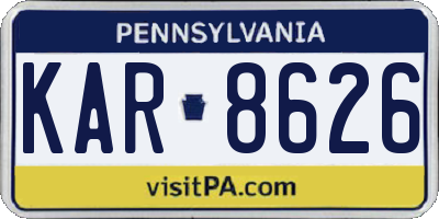 PA license plate KAR8626