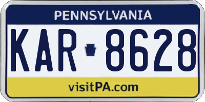 PA license plate KAR8628