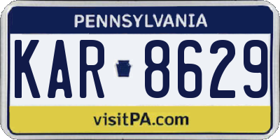 PA license plate KAR8629